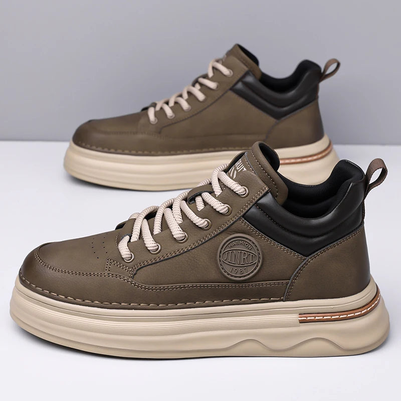 Pantofi Oxford casual pentru bărbați, din piele, cu talpă groasă, la modă, pentru exterior, fără toc, de calitate superioară, pantofi Oxford realizați manual, pentru plimbare