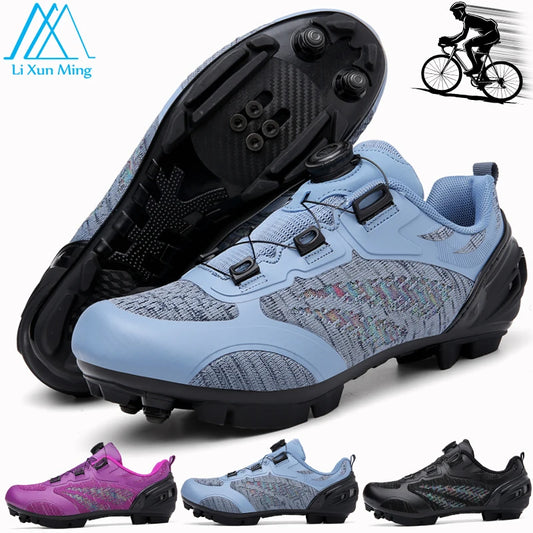 MTB Cycling Shoes for Men and Women T03 Purple Breathable Speed Self-Locking Road Cycling Sports Shoes Outdoor Racing Training Sneakers