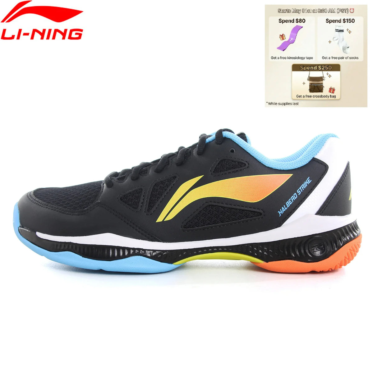 Li-Ning Unisex HALBERD STRIKE tollaslabda cipő, lélegző, kényelmes LiNing férfi és női edzőcipő AYTV021