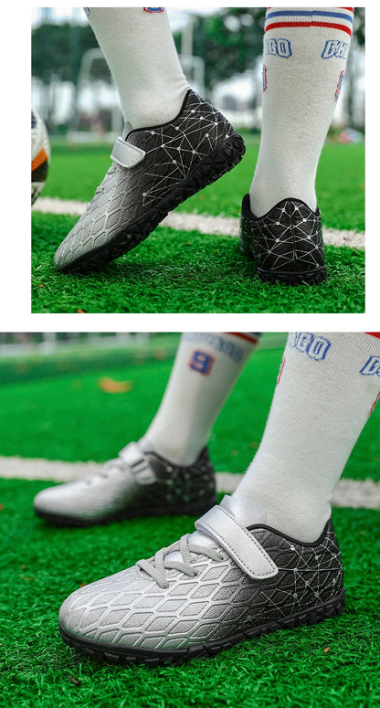 Vyriški futbolo bateliai, mergaičių futbolo bateliai su spygliais, lauko rungtynėms ir treniruotėms skirti sportiniai futbolo bateliai su ilgais spygliais, patogūs, kvėpuojantys, berniukams, neslystantys