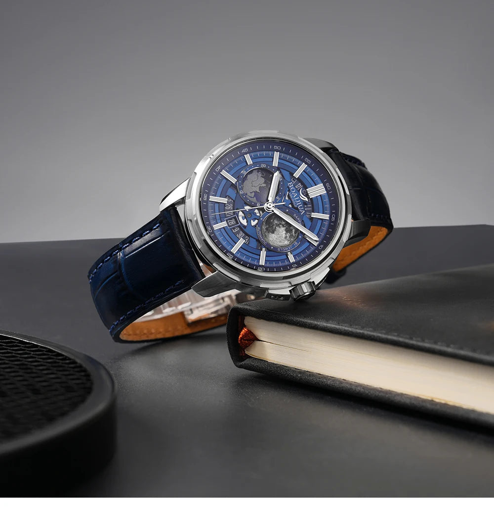BORIAGE(BOAIJIUA) vollautomatische mechanische Herrenuhr mit Originaldesign, wasserdichte leuchtende mechanische Armbanduhr