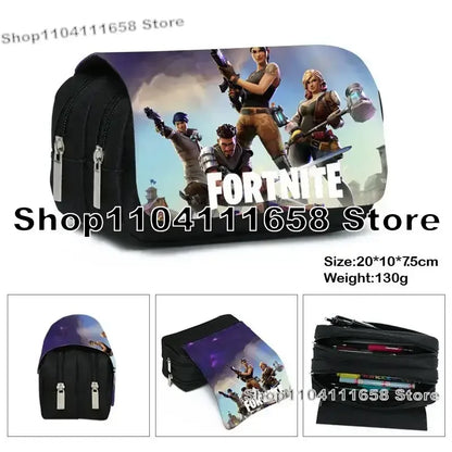 Fortnite Large Capacity Waterproof Velcro Pencil Case, Student Black Estuche Stationery School Pennenzak Supplies