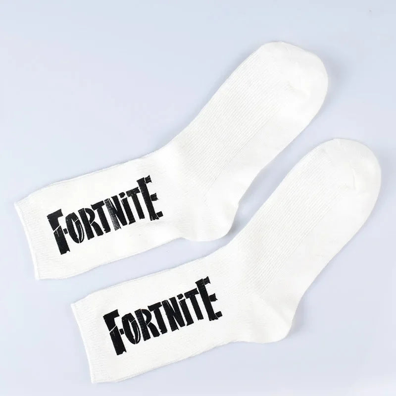 FORTNITE Sportsocken Sommer Schwarz Weiß Atmungsaktive Low-Cut-Socken No-Show Baumwolle Weiche Sport- und Freizeitsocken Kurz