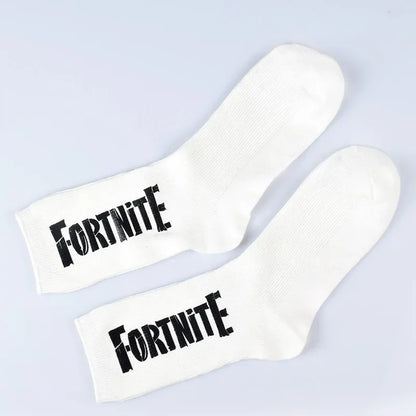 FORTNITE Sportsocken Sommer Schwarz Weiß Atmungsaktive Low-Cut-Socken No-Show Baumwolle Weiche Sport- und Freizeitsocken Kurz