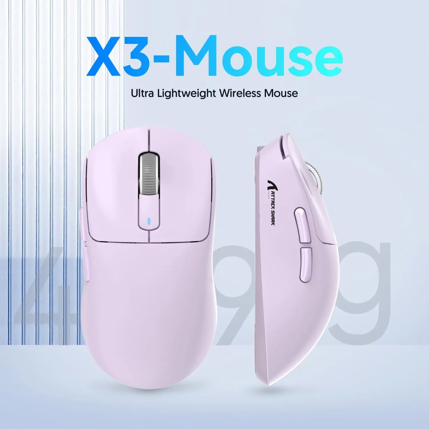 Attack Shark X3/X3PRO 4K/8K Tri-mode Gaming Mouse, PixArt PAW3395 Sensor, 26K DPI, 49g Ultralight, BT/2.4G Wireless/Wired, for PC