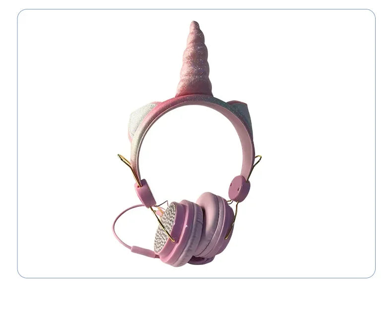 Casque filaire pour enfants, avec oreilles de chat et microphone, oreilles en peluche de licorne, idéal pour les cours en ligne, les jeux vidéo, les étudiants, les filles et les garçons.