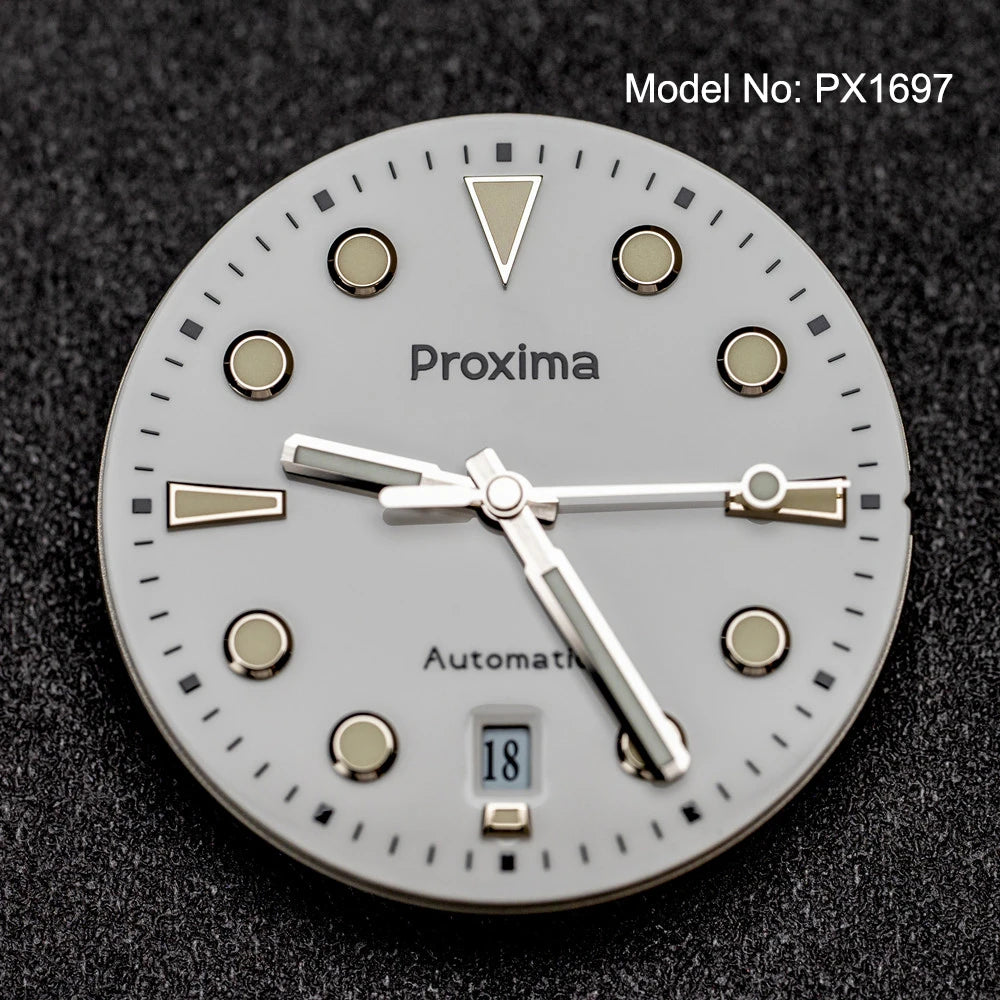 Proxima PX1697 39mm Men Watch White Enamel Dial Bubble Sapphire PT5000 SW200 Automatic Mechanical Vintage Watches 20Bar Luminous