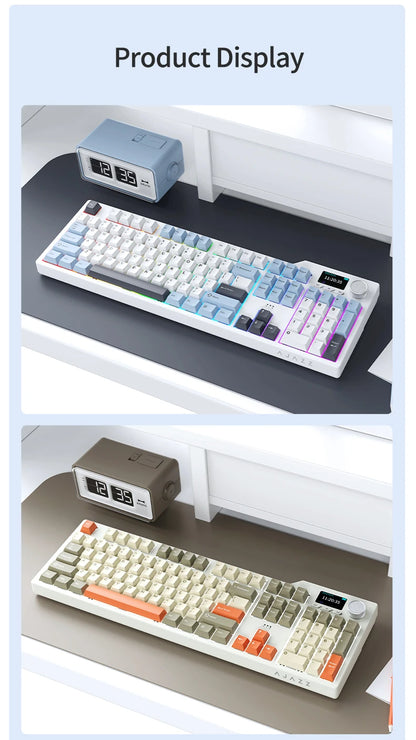 Ajazz AK35I V3 MAX 8000mAh battery Gaming mechanical keyboard Tri-mode Wired Bluetooth Wireless Hot-swappable TFT color screen