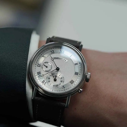 FARASUTE Retro Luxury Alarm Clock Quartz Watch Men Waterproof Night Light Wristwatch Casual Sapphire Stainless Steel Male Reloj