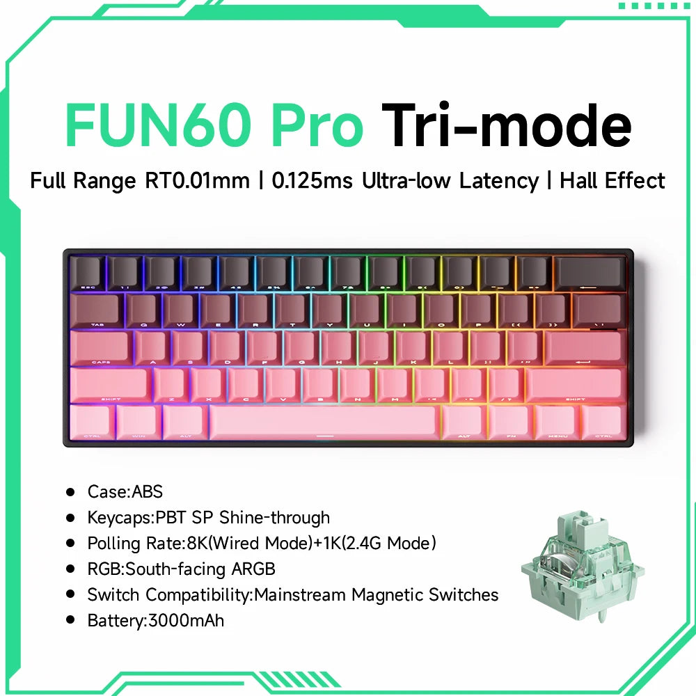Akko MonsGeek FUN60 PRO&MAX HE Machanical Keyboard Magnetic Switch 60%  Gaming Keyboard Rapid Trigger 8K Custom Keyboard