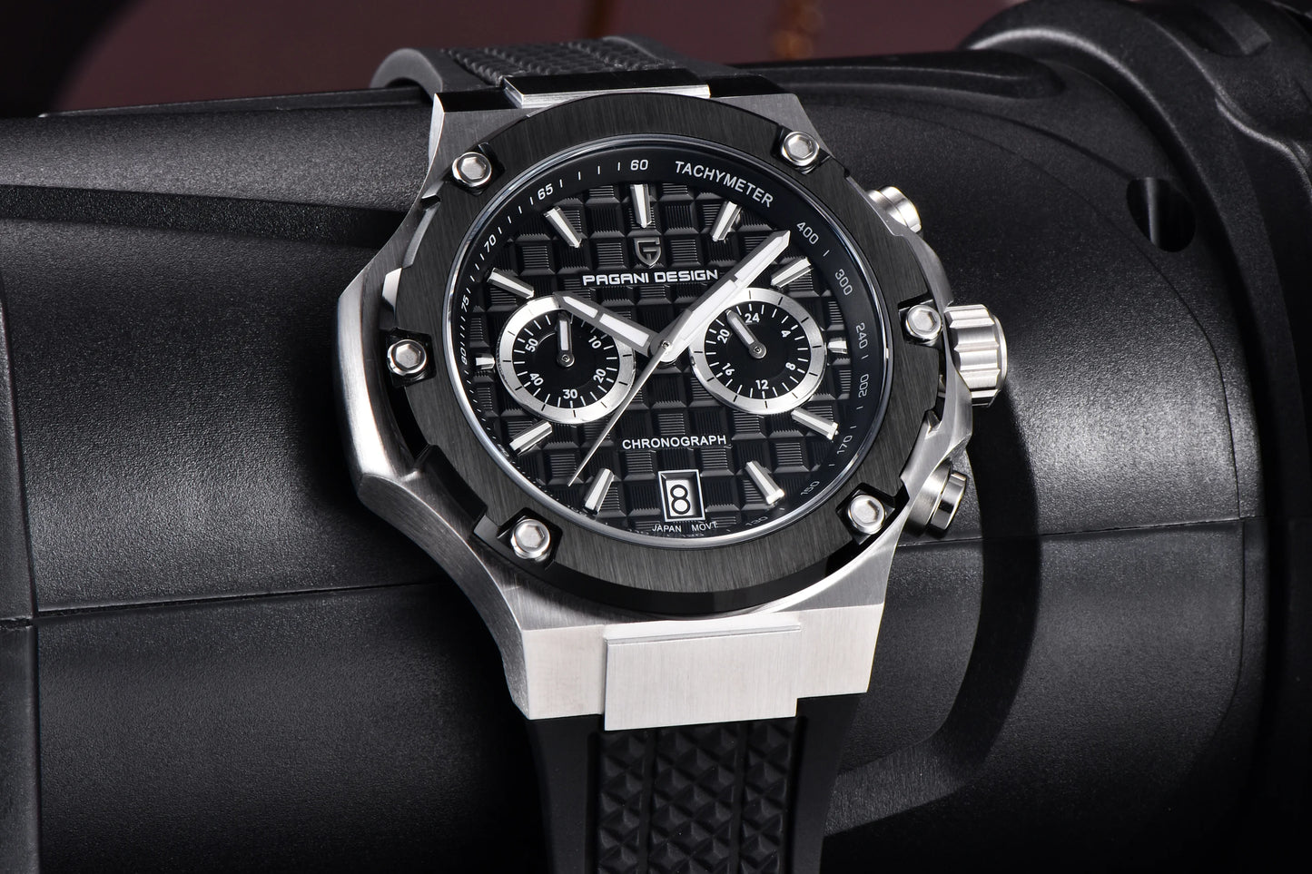 PAGANI DESIGN Men's Watches Luxury Rose Gold Sport Chronograph Japan VK64 Quartz Watch For Men Fluororubber Strap Wristwatch Men