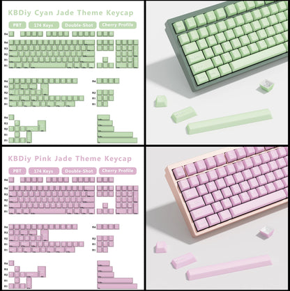 KBDiy 174 Tasten/Set PBT GMK Apollo Tastenkappen, Double-Shot, minimalistisches ISO-Cherry-Profil, für mechanische Gaming-Tastaturen, Tastenkappen für MX