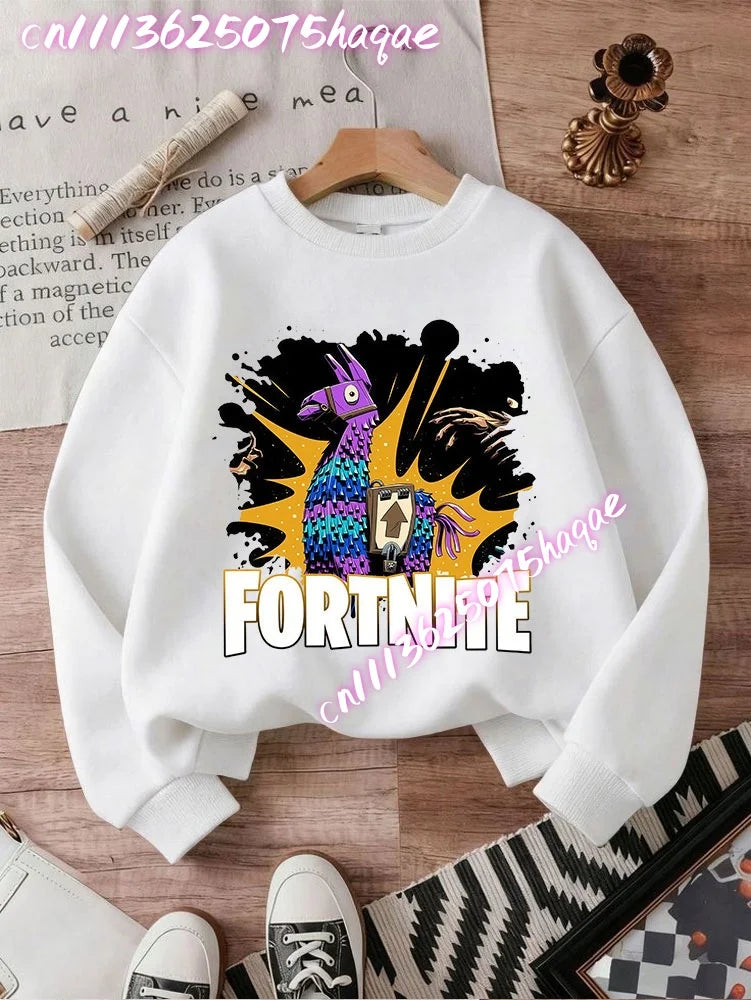 Fortnite Children Long-Sleeved Girls Streetwear Boys Baby Sweatshirt Pullover Sweatshirt Anime Fashion Kid Clothing Tops Gift