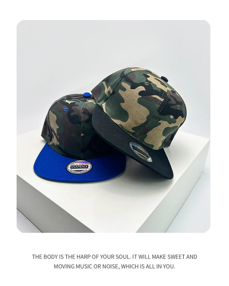 New Unisex Color Block Camouflage Baseball Hats Flat Eave Breathable Hip Hop Sunshade Peaked Caps Versatile Fashion Personal ins