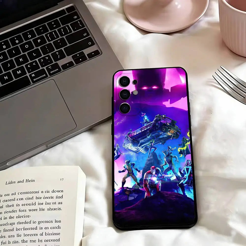 Game F-F-Fortnites Phone Case For Samsung S25,S24,S21,S22,S23,S30,Ultra,S20,Plus,Fe,Lite,Note,10,Black Cover