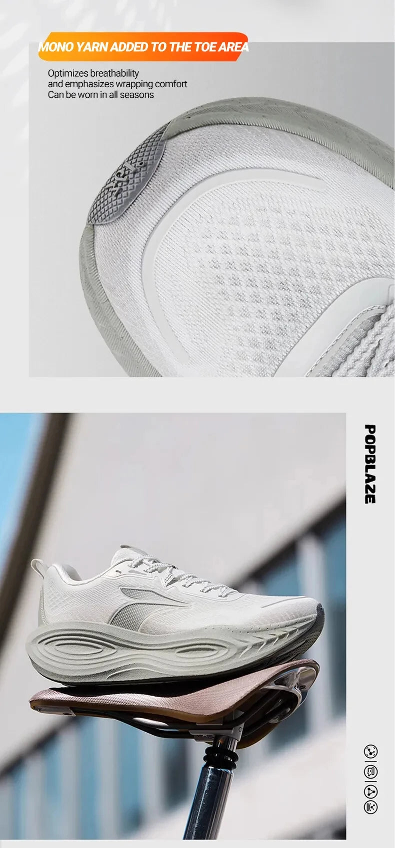 361 Degrees PopBlaze 5 Chaussures de course pour homme - Nouvelles semelles épaisses amortissantes, respirantes et antidérapantes - Baskets de jogging d'extérieur pour homme 672532212
