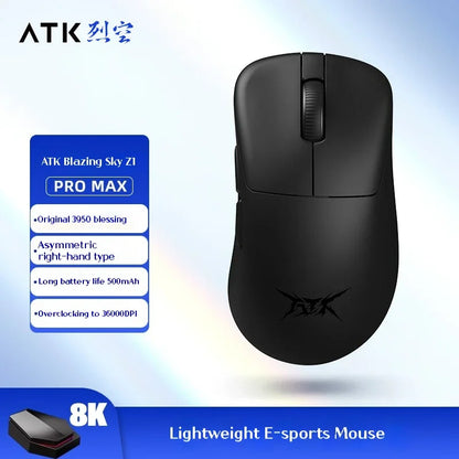 Mouse de gaming wireless ATK Z1 Pro Max Ultra, picioruș personalizat, PAW3950 Ultra Smart Speed Wireless, rată de polling 8k, latență redusă de 0.39ms