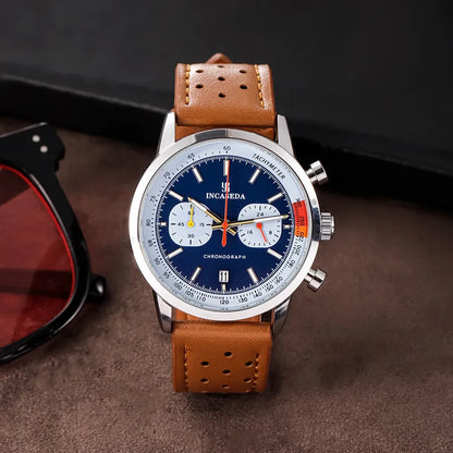 INCASEDA New Watch Timing Code Quartz Watch Multi functional Movement Men's Watch Round Luxury Brand Fashion Sports Quartz Watch