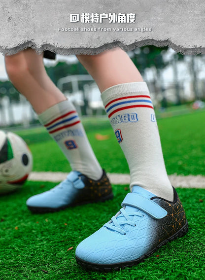 Vyriški futbolo bateliai, mergaičių futbolo bateliai su spygliais, lauko rungtynėms ir treniruotėms skirti sportiniai futbolo bateliai su ilgais spygliais, patogūs, kvėpuojantys, berniukams, neslystantys