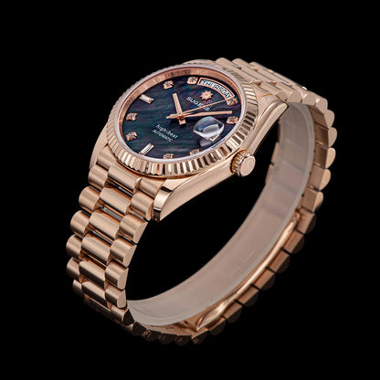 Sugess 36mm Mens of Watch Automatic Dandong Peacock SL3034 Day Movement Sapphire Glass 100m Waterproof Wristwatches MOP Date New