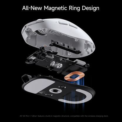 MCHOSE A7 V2 mouse da gaming wireless leggero, doppia frequenza di polling 8,000Hz, PAW3950 TI, mouse per gaming, eSport e ufficio