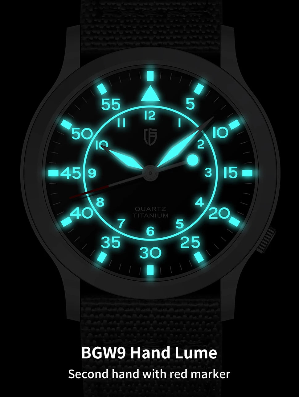 BERNY Titanium Men Quartz Watch AR Coating Sapphire Fashion Wristwatch Luminous VH31 Ultra-thin Wristwatch Waterproof 5ATM Watch