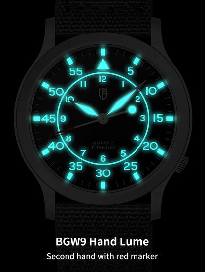 BERNY Titanium Men Quartz Watch AR Coating Sapphire Fashion Wristwatch Luminous VH31 Ultra-thin Wristwatch Waterproof 5ATM Watch