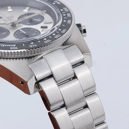 Tactical Frog 41mm Men's Chronograph Watch VS75 Solar Quartz Movement Waterproof Sapphire Green C3 Luminous Quartz Wristwatch