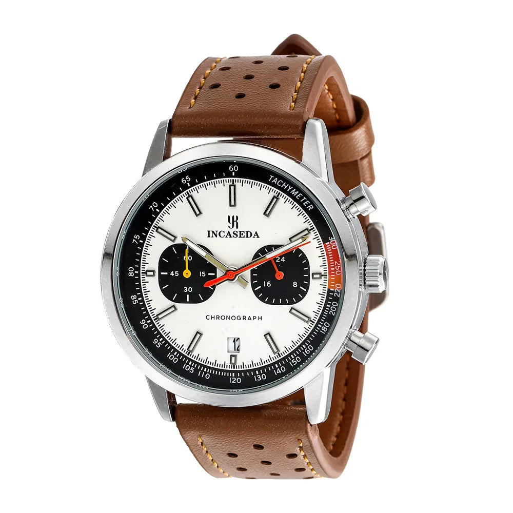 INCASEDA New Watch Timing Code Quartz Watch Multi functional Movement Men's Watch Round Luxury Brand Fashion Sports Quartz Watch