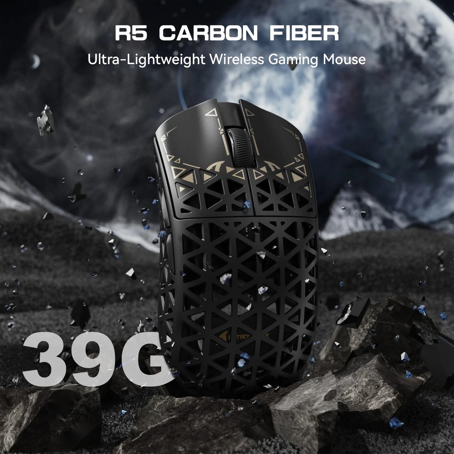 ATTACK SHARK R5 Ultra 8K Carbon Fiber kabellose Gaming-Maus mit 42000 DPI-PAW3950 MAX Sensor – 39g ultraleicht für Win/Mac