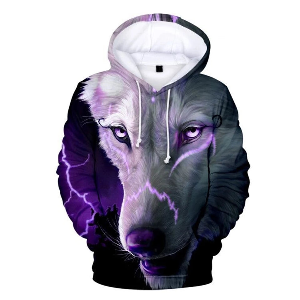 Cool Space Galaxy Wolf Hoodie Hoodies Men Bright Wolf Fashion Handsome Wolf Hoodies Spring Autumn Pullovers Sweatshirts Sweat