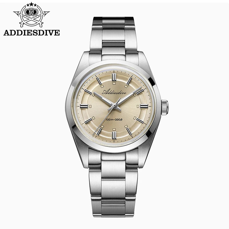 ADDIESDIVE – luksuzni analogni muški sat, kvarcni mehanizam VH31, zakrivljeno staklo, vodootporan do 10 bara, luminescentni premaz BGW9, čelično kućište – prilagodljivi model AD2515