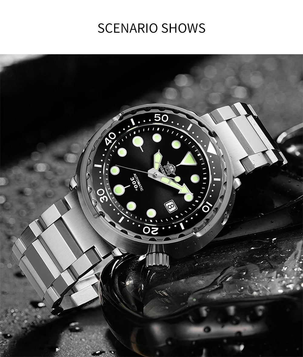 ADDIESDIVE2025 New Men's Mechanical Watch 8215 Movement Sapphire Glass Stainless Steel Watch Night Light Waterproof Diving Watch