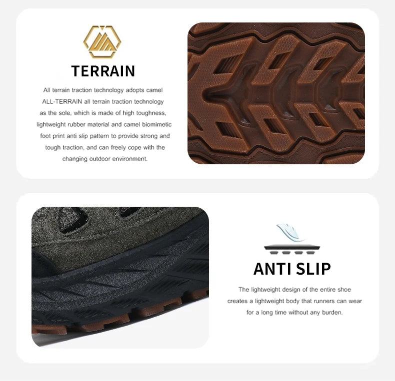 ‌Hikeup Men's Outdoor Hiking Shoes Lightweight Energy Return Trekking Walking Sports Shoes with Strong Grip & Support