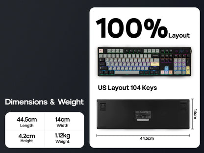 EPOMAKER TH108 PRO 100% Full-Sized Gasket-Mounted Wired/BT/2.4Ghz Wireless Mechanical Keyboard with Screen & Knob RGB Backlight