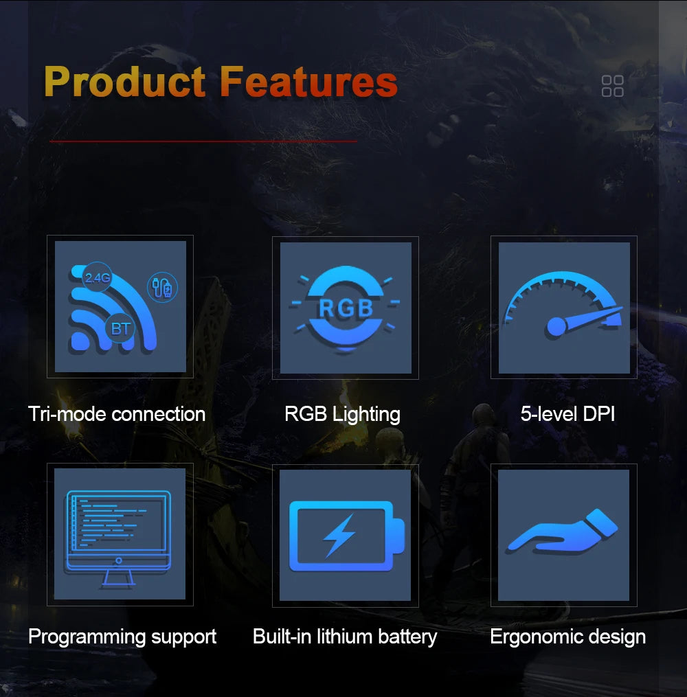 Mouse gaming REDRAGON DEICIDE M816 PRO RGB USB cu suport Bluetooth 2.4G wireless, 26000 DPI, 6 butoane pentru gameri, mouse cu fir pentru computer