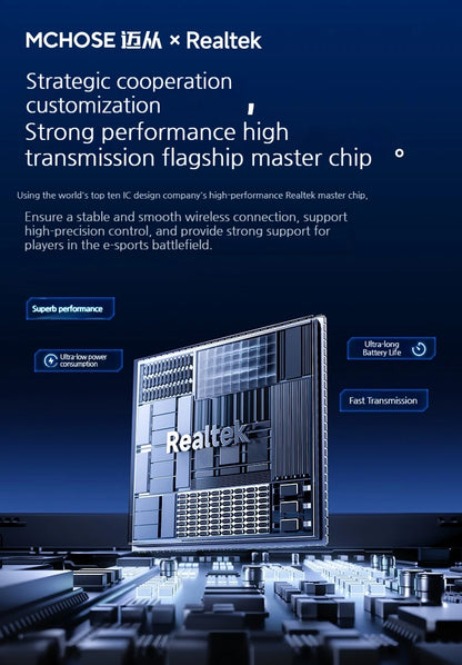 MCHOSE L7 Ultra+ Medium Large håndmus til gaming, e-sport, PAW3950, trådløs med tre tilstande, let kontormus med dual-drive til computer