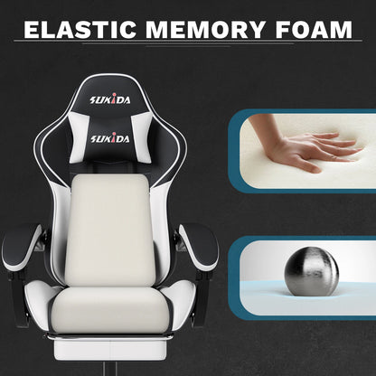 SUKIDA Gaming Chair Ergonomic Video Game Chair Comfortable Computer Chair with Footrest and Lumbar Support Office Chair