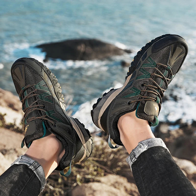 HIKEUP Sneakers traspiranti, ammortizzate e antiscivolo - Scarpe da trekking da uomo - Scarpe da corsa e trekking - Scarpe da montagna per attività all'aperto da uomo