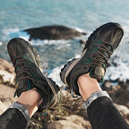 HIKEUP Sneakers traspiranti, ammortizzate e antiscivolo - Scarpe da trekking da uomo - Scarpe da corsa e trekking - Scarpe da montagna per attività all'aperto da uomo