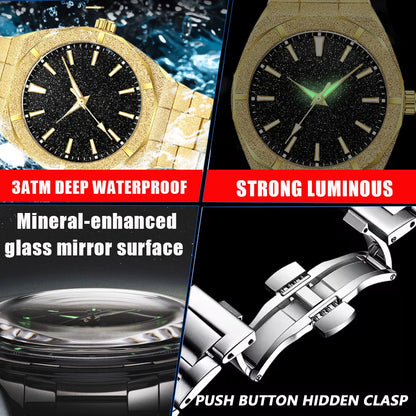 Men's wristwatch Starry Frosted Men Quartz Watch Fashion And Luxury Gentleman Watches Golden Watch Waterproof Silver Accessories