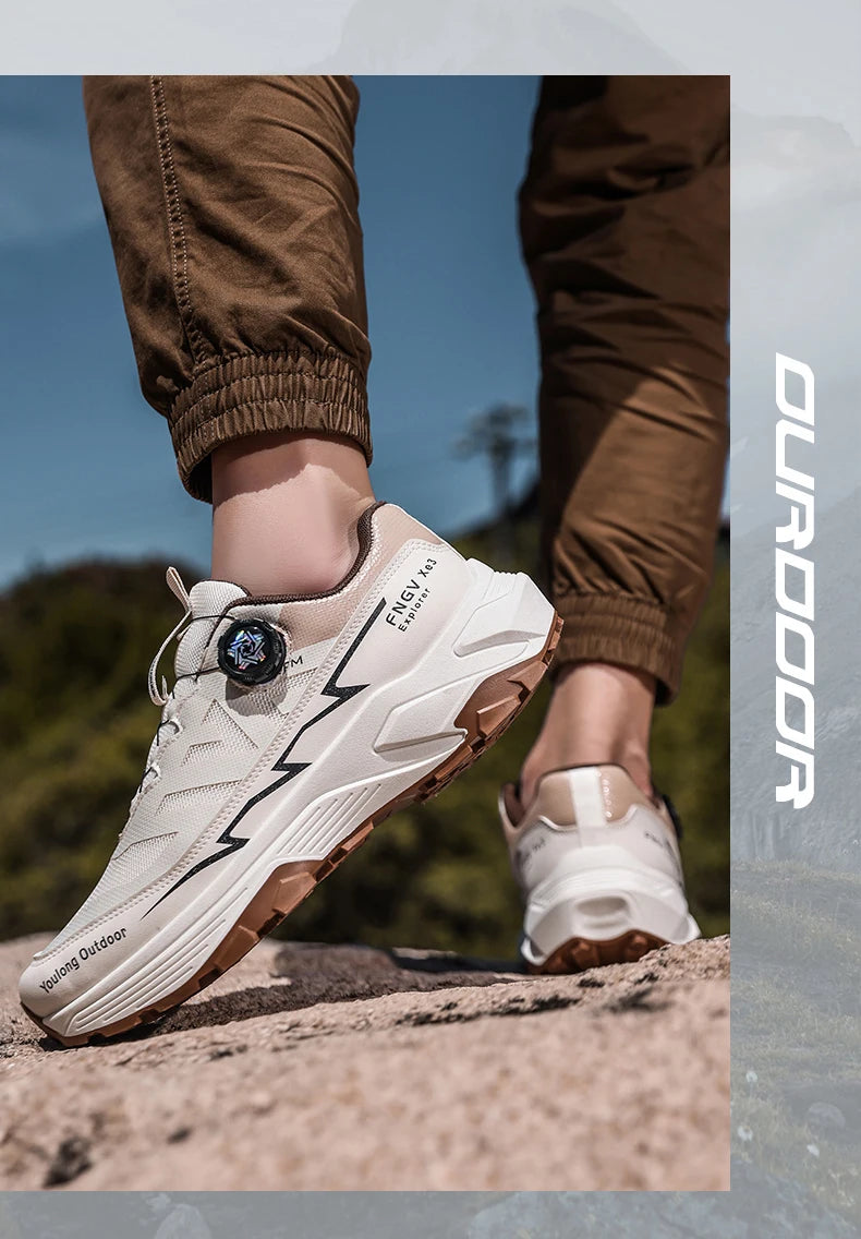 Zapatillas de senderismo transpirables para hombre — Hebilla giratoria, suela antideslizante