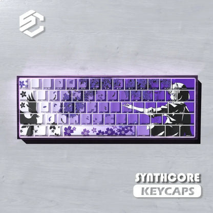 Sakura Raven Keycaps Cherry Side-engraved Translucent Keycaps PBT 129 Keys for Wooting 68/84/87/104 Mechanical Keyboards.