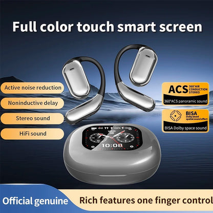 UYUXIO OWS AI Translation Earbuds with LCD Touch Screen, 144 Languages Real-Time Translator Earphones, Wireless Bluetooth Translating Headphones with Noise Cancellation