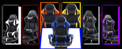 Ergonomic Gaming Chair with Footrest, High-Back Video Game Chair Computer Chair, Office Chair with Headrest and Lumbar, PU Leather
