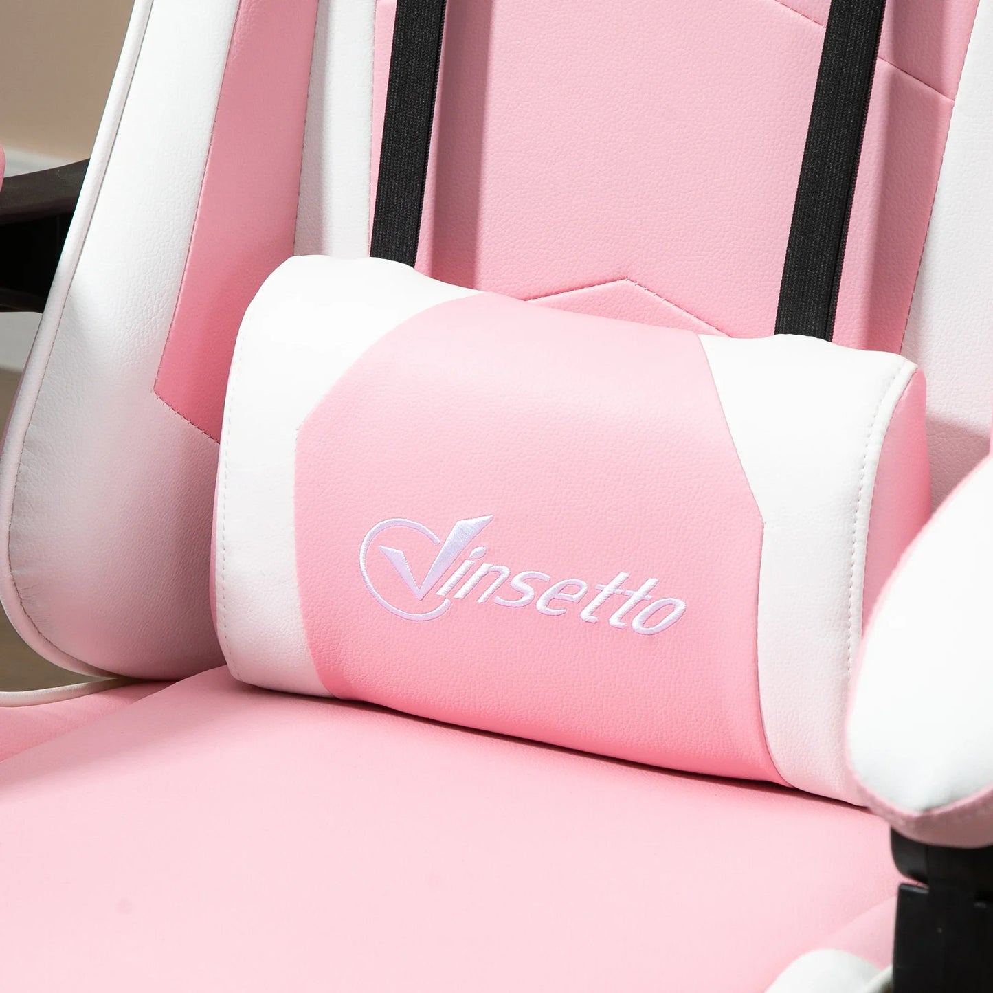 Pink White Gaming Chair Ergonomic Office Chair with Headrest, Lumbar Support, Adjustable Height, 360° Swivel Computer Chair