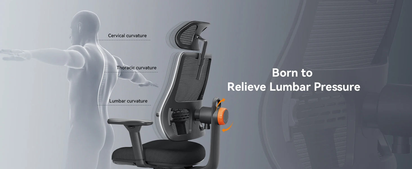 NEWTRAL MAGICH003 Ergonomic Office Chair, Auto-Following Backrest, Adaptive Lower Lumbar Support, Adjustable Headrest Seat Depth