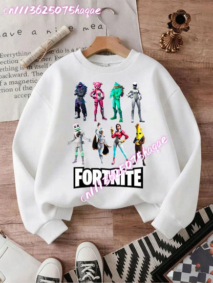 New Fortnite Kids Sweatshirts Cartoon Game Character Printed Hoodie Autumn Casual Children Tops Winter Baby Boys Clothing