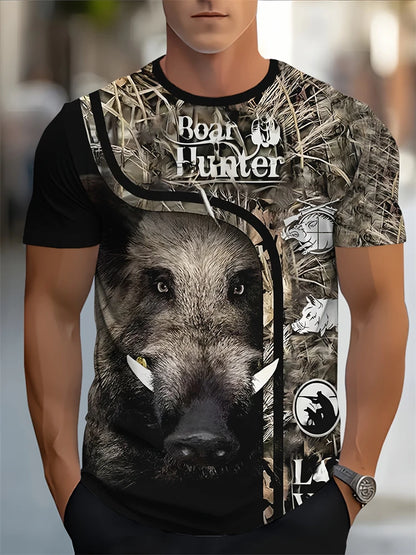 Modni muški T-shirt kratkih rukava s okruglim izrezom, T-shirt s 3D printom vuka, muški ležerni sportski T-shirt kratkih rukava, ulični top