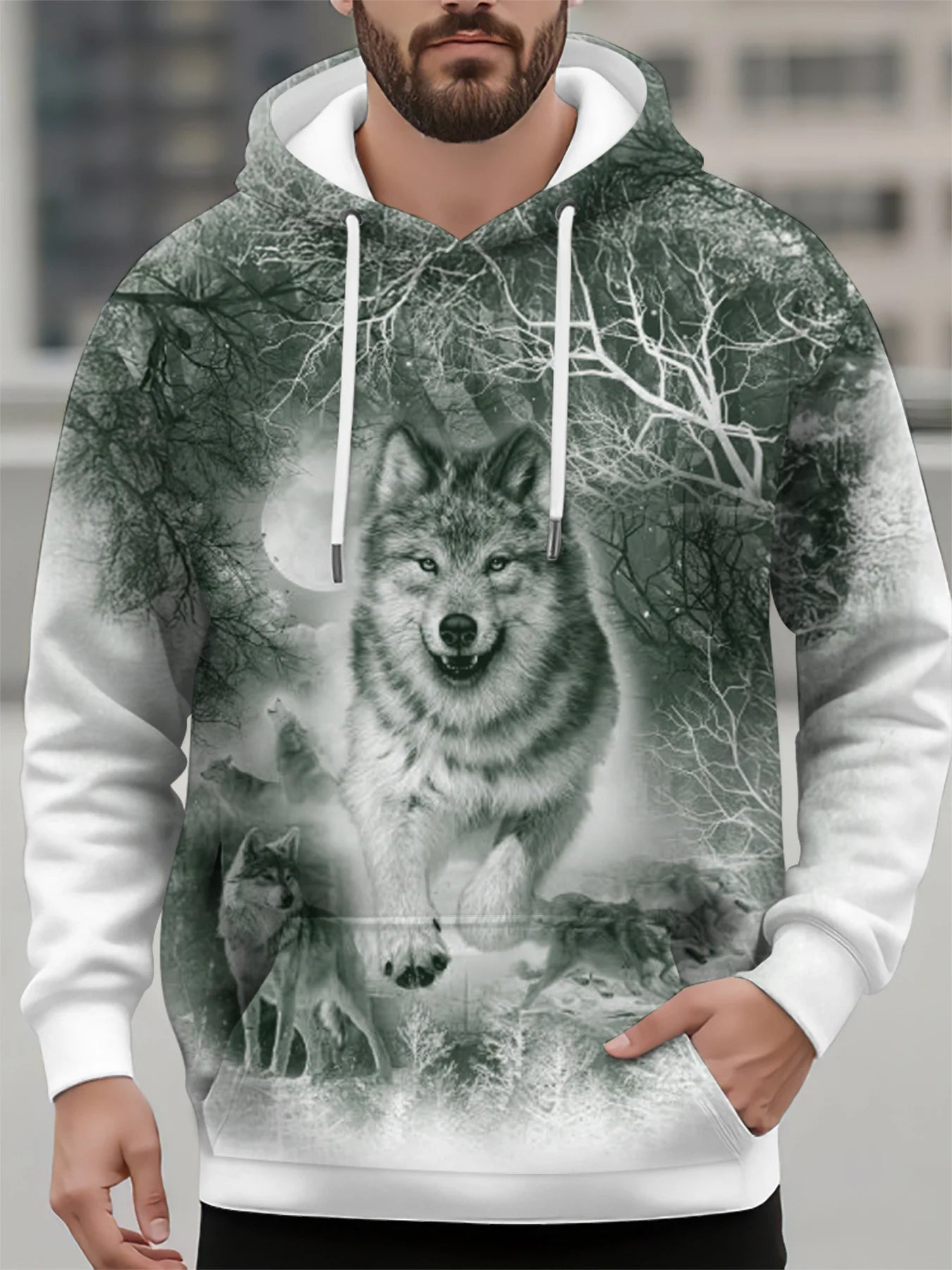 Fashion Animal Men's Hoodie Wolf 3D Print Fall Sweatshirt Hoodie Street Casual Sweatshirt Y2K Men's Oversized Unisex Clothing